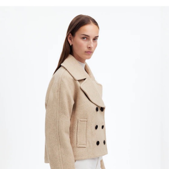 Madewell Oversized Collar short Peacoat in Herringbone - Picture 2 of 4